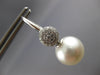 ESTATE LARGE .47CT DIAMOND & AAA SOUTH SEA PEARL 18K WHITE GOLD HANGING EARRINGS