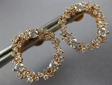 ESTATE 1.39CT DIAMOND 18KT ROSE GOLD 3D CLUSTER OPEN CIRCULAR FUN STUD EARRINGS