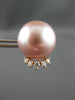 LARGE .24CT DIAMOND & AAA PINK SOUTH SEA PEARL 18K ROSE GOLD CROWN STUD EARRINGS