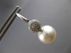 ESTATE LARGE .47CT DIAMOND & AAA SOUTH SEA PEARL 18K WHITE GOLD HANGING EARRINGS