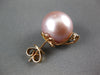 LARGE .24CT DIAMOND & AAA PINK SOUTH SEA PEARL 18K ROSE GOLD CROWN STUD EARRINGS