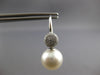 ESTATE LARGE .47CT DIAMOND & AAA SOUTH SEA PEARL 18K WHITE GOLD HANGING EARRINGS