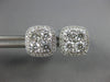 ESTATE LARGE 1.83CT DIAMOND 18KT WHITE GOLD 3D CLUSTER SQUARE HALO STUD EARRINGS