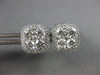 ESTATE LARGE 1.83CT DIAMOND 18KT WHITE GOLD 3D CLUSTER SQUARE HALO STUD EARRINGS