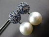 3.40CT DIAMOND AAA SAPPHIRE & SOUTH SEA PEARL 18K WHITE GOLD 3D HANGING EARRINGS