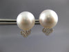 LARGE .30CT DIAMOND & AAA SOUTH SEA PEARL 18K WHITE GOLD 3D FLORAL STUD EARRINGS