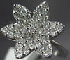 ESTATE WIDE .74CT DIAMOND 18KT WHITE GOLD 3D STAR OF DAVID FLOWER FUN RING