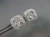 ESTATE LARGE 1.83CT DIAMOND 18KT WHITE GOLD 3D CLUSTER SQUARE HALO STUD EARRINGS