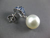 3.40CT DIAMOND AAA SAPPHIRE & SOUTH SEA PEARL 18K WHITE GOLD 3D HANGING EARRINGS