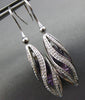 ESTATE 6.72CT DIAMOND & AAA AMETHYST 18KT WHITE GOLD MULTI WAVE HANGING EARRINGS