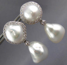 EXTRA LARGE 1.65CT DIAMOND & AAA SOUTH SEA PEARL 18K WHITE GOLD CLIP ON EARRINGS