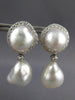 EXTRA LARGE 1.65CT DIAMOND & AAA SOUTH SEA PEARL 18K WHITE GOLD CLIP ON EARRINGS