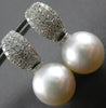 1.12CT DIAMOND & AAA SOUTH SEA PEARL 18KT WHITE GOLD 3D HUGGIE HANGING EARRINGS