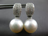 1.12CT DIAMOND & AAA SOUTH SEA PEARL 18KT WHITE GOLD 3D HUGGIE HANGING EARRINGS