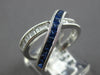 WIDE 1.85CT DIAMOND & AAA SAPPHIRE 14K WHITE GOLD BAGUETTE & PRINCESS CUT X RING