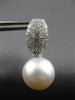 1.12CT DIAMOND & AAA SOUTH SEA PEARL 18KT WHITE GOLD 3D HUGGIE HANGING EARRINGS