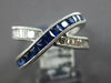 WIDE 1.85CT DIAMOND & AAA SAPPHIRE 14K WHITE GOLD BAGUETTE & PRINCESS CUT X RING