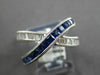 WIDE 1.85CT DIAMOND & AAA SAPPHIRE 14K WHITE GOLD BAGUETTE & PRINCESS CUT X RING