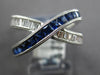WIDE 1.85CT DIAMOND & AAA SAPPHIRE 14K WHITE GOLD BAGUETTE & PRINCESS CUT X RING