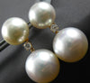 ESTATE LARGE .28CT DIAMOND & AAA SOUTH SEA PEARL 18KT ROSE GOLD HANGING EARRINGS