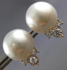 .34CT DIAMOND & AAA SOUTH SEA PEARL 18KT WHITE GOLD CLASSIC CROWN STUD EARRINGS