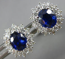 1.93CT DIAMOND & AAA SAPPHIRE 18KT WHITE GOLD OVAL & ROUND FLOWER STUD EARRINGS
