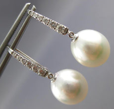 .26CT DIAMOND & AAA SOUTH SEA PEARL 14KT WHITE GOLD LEVERBACK HANGING EARRINGS