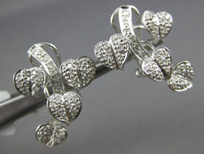 .80CT DIAMOND 14K WHITE GOLD 3D MULTI HEART LEAF BRANCH CLIP ON HANGING EARRINGS