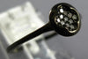 ESTATE SMALL .06CT DIAMOND 14KT BLACK GOLD 3D FOUR LEAF CLOVER FLOWER FUN RING