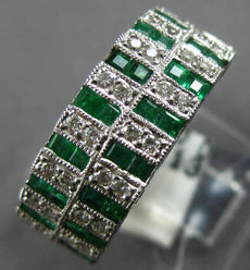 1.75CT DIAMOND & AAA EMERALD 14KT WHITE GOLD BAGUETTE MULTI ROW ANNIVERSARY RING