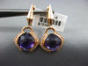 4.18CT DIAMOND & AAA AMETHYST 14KT ROSE GOLD CUSHION SEMI BEZEL HANGING EARRINGS