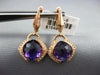 4.18CT DIAMOND & AAA AMETHYST 14KT ROSE GOLD CUSHION SEMI BEZEL HANGING EARRINGS