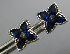 2.08CT DIAMOND & AAA SAPPHIRE 18KT WHITE GOLD CLASSIC FLOWER STAR STUD EARRINGS