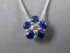 ESTATE .96CT DIAMOND & AAA SAPPHIRE 18KT WHITE GOLD CLASSIC FLOWER LOVE NECKLACE