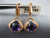 4.18CT DIAMOND & AAA AMETHYST 14KT ROSE GOLD CUSHION SEMI BEZEL HANGING EARRINGS