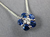 ESTATE .96CT DIAMOND & AAA SAPPHIRE 18KT WHITE GOLD CLASSIC FLOWER LOVE NECKLACE