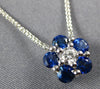 ESTATE .96CT DIAMOND & AAA SAPPHIRE 18KT WHITE GOLD CLASSIC FLOWER LOVE NECKLACE