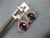 4.18CT DIAMOND & AAA AMETHYST 14KT ROSE GOLD CUSHION SEMI BEZEL HANGING EARRINGS