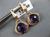 4.18CT DIAMOND & AAA AMETHYST 14KT ROSE GOLD CUSHION SEMI BEZEL HANGING EARRINGS
