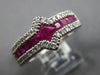 1.57CT DIAMOND & AAA RUBY 18KT WHITE GOLD 3D ROUND & PRINCESS DOUBLE V FUN RING