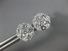 ESTATE 1.64CT DIAMOND 18KT WHITE GOLD 3D ROUND CLUSTER CLASSIC STUD EARRINGS