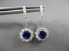 2.0CT DIAMOND & AAA SAPPHIRE 18KT WHITE GOLD 3D FLOWER HUGGIE HANGING EARRINGS