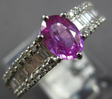 1.87CT DIAMOND & AAA PINK SAPPHIRE 18KT WHITE GOLD OVAL CLASSIC ENGAGEMENT RING