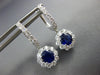 2.0CT DIAMOND & AAA SAPPHIRE 18KT WHITE GOLD 3D FLOWER HUGGIE HANGING EARRINGS