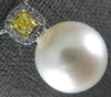 LARGE WHITE & FANCY YELLOW DIAMOND AAA SOUTH SEA PEARL 18KT WHITE GOLD PENDANT