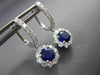2.0CT DIAMOND & AAA SAPPHIRE 18KT WHITE GOLD 3D FLOWER HUGGIE HANGING EARRINGS