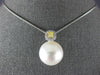 LARGE WHITE & FANCY YELLOW DIAMOND AAA SOUTH SEA PEARL 18KT WHITE GOLD PENDANT