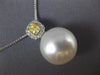 LARGE WHITE & FANCY YELLOW DIAMOND AAA SOUTH SEA PEARL 18KT WHITE GOLD PENDANT