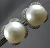 .43CT DIAMOND & AAA SOUTH SEA PEARL 18KT WHITE GOLD 4 LEAF CLOVER STUD EARRINGS