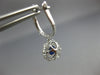 2.0CT DIAMOND & AAA SAPPHIRE 18KT WHITE GOLD 3D FLOWER HUGGIE HANGING EARRINGS